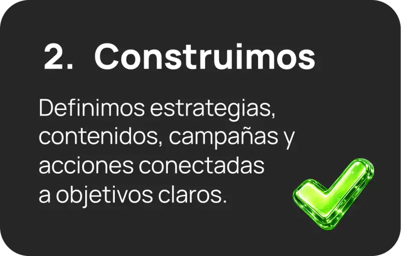 2. Construimos: definimos estrategias, contenidos, campañas y acciones conectadas a objetivos claros.